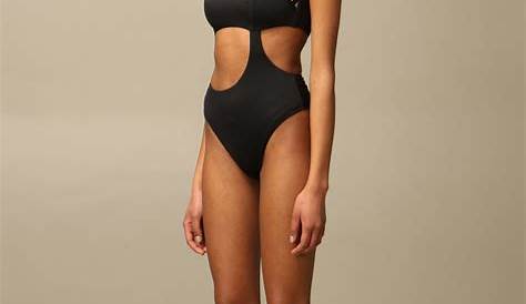 VERSACE: swimsuit with Greek | Swimsuit Versace Women Black | Swimsuit