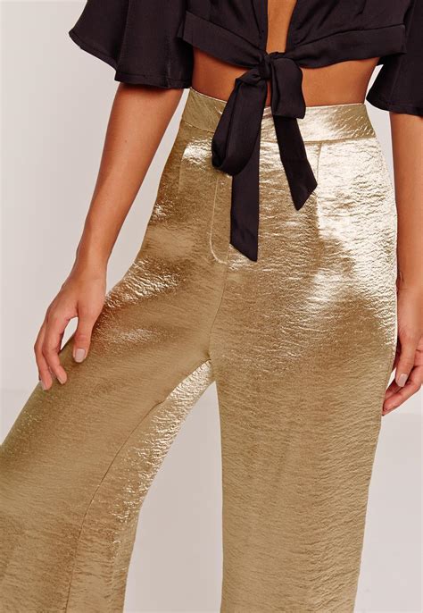 We did not find results for: Missguided Satin Wide Leg Trousers Gold in Metallic | Lyst