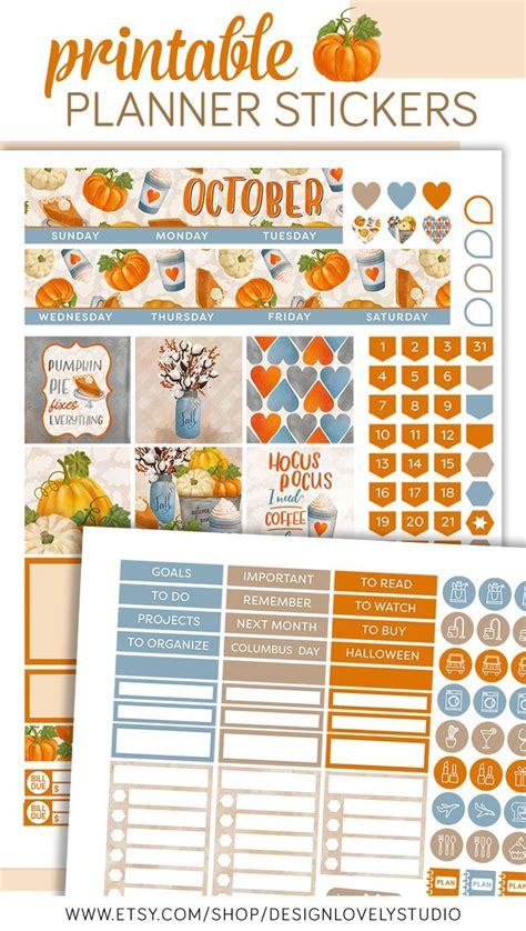 Happy Planner October Monthly Printable Stickers Kit Halloween Planner