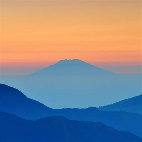 Blue Mountains Orange Sky Landscape Ipad Wallpaper