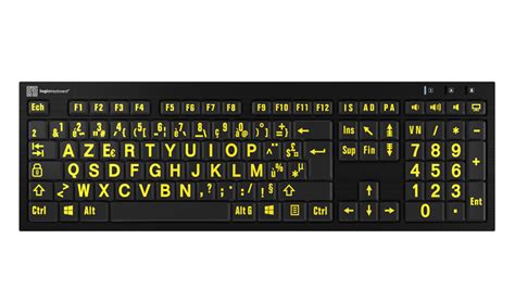 Logickeyboard Largeprint Nero Yellow On Black Pc Slim Line Keyboard