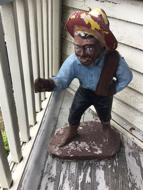 Vintage Concrete Mexican Lawn Garden Statue Lawn Jockey With Sombrero