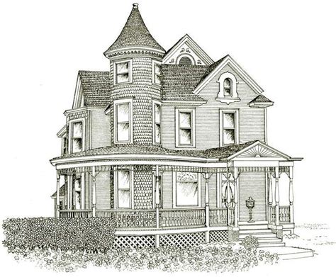 Victorian House Line Drawing Design Basic 10 On Inside ...