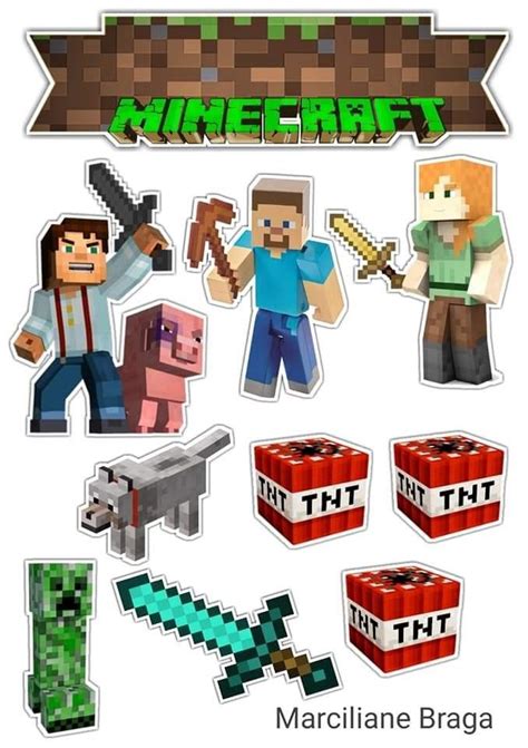 Pin by Lorys Mansano on Topper Minecraft | Minecraft cake toppers