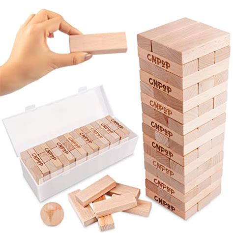 Tumbling Tower Classic Wooden Blocks Stacking Games With Storage Case