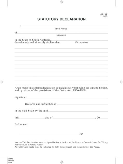 Sample Of Statutory Declaration Form