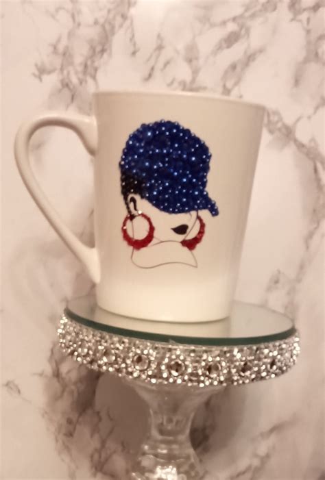 Bling Mug Lady In Blue Personalized Mugs Custom Mugs Party Etsy