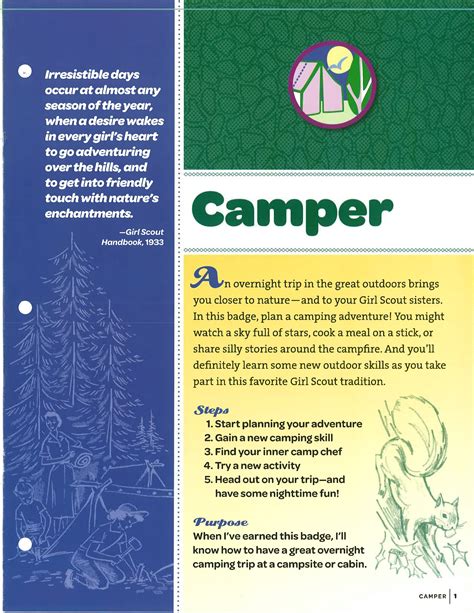 Senior Outdoor Adventure Camper Badge Requirements Girl Scout Shop