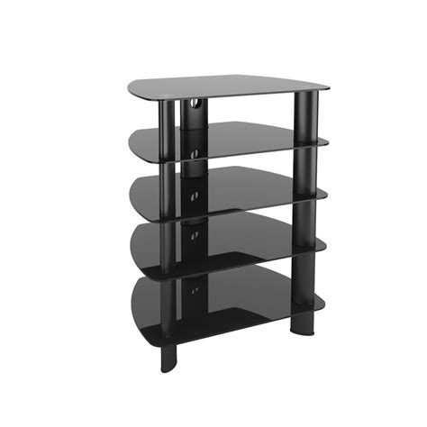 Corliving Laguna Satin Black Glass Component Stand The Home Depot Canada