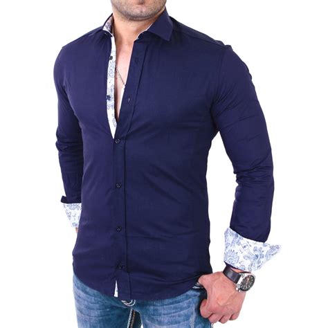 Originelle stoffe für einen zeitgemäßen stil. Reslad Herren Hemd Paisley Design Langarmhemd RS-7207 Navy M
