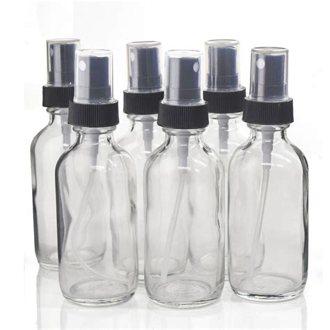 6pcs 2 Oz 60ml Crystal Clear Glass Spray Bottle W Fine Mist Sprayer