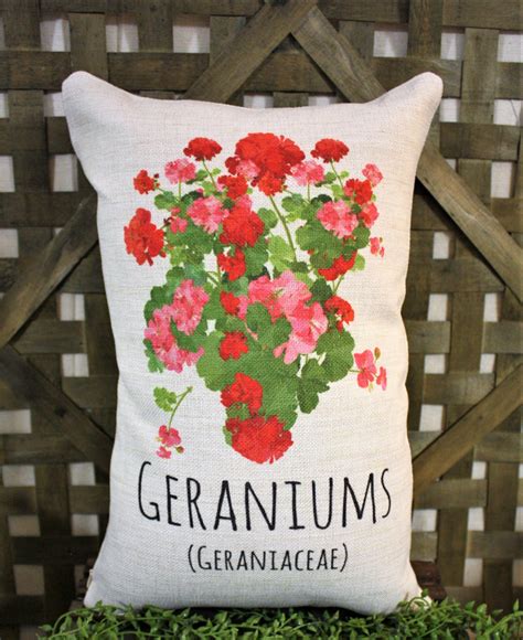 Geranium Pillow Geranium Decor Geraniums Spring Pillow Etsy