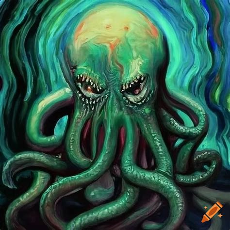Painting Of Cthulhu By Edward Munch On Craiyon