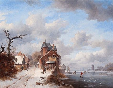 Frederik Marinus Kruseman Winter Landscape With Skaters On The River