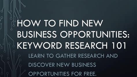 How To Find New Business Opportunities Keyword Research 101