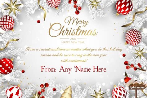 Merry Christmas And New Year Card With Name Edit Merry Christmas Card