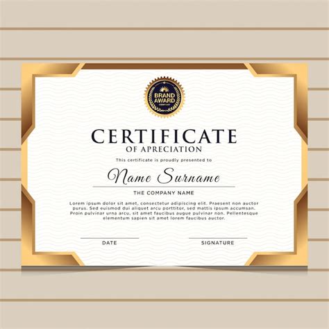 Elegante Plantilla De Certificado De Diploma De Oro Azul Vector Premium