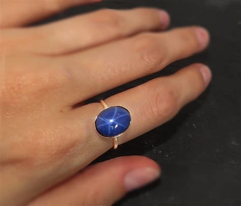 Star Sapphire Ring Giant Genuine Star Sapphire Oval Gemstone Etsy UK