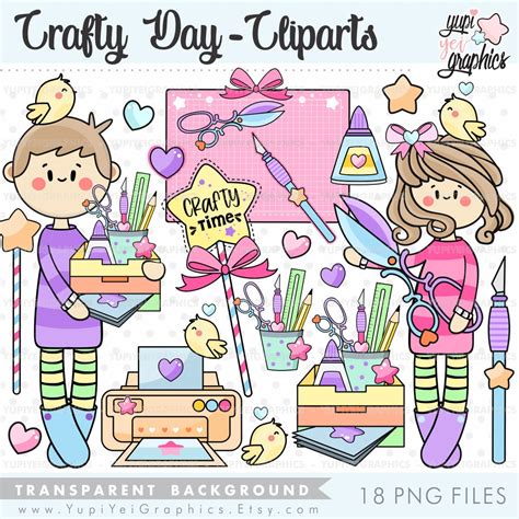 Craft Clipart Crafty Girl Clipart Craft Tools Clipart Etsy España