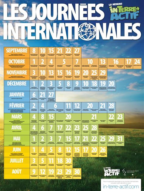 Affiche Calendrier Des Journées Internationales