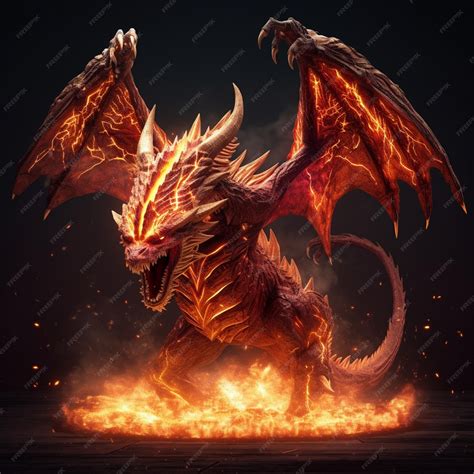 Premium Ai Image A Close Up Of A Fire Breathing Dragon On A Dark