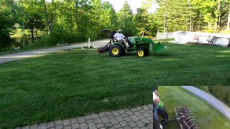 Aerating Lawn With John Deere 2032r And A 72 Ryan 3 Point Hitch