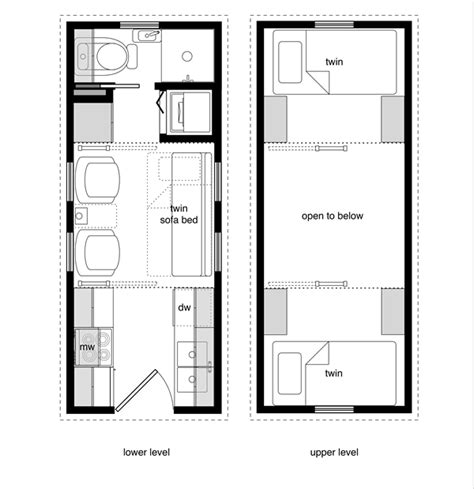 Excellent use of storage space. Tiny House Floor Plans with Lower Level Beds - TinyHouseDesign