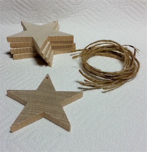 Wooden Star Ornaments Set Of 5 Unfinished 2 78 Tall