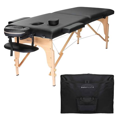 saloniture professional portable folding massage table with carrying case black massage