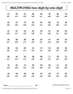 Each math worksheet has an answer key attached on the second page. Multiplication worksheets - multiplying two-digit by one ...