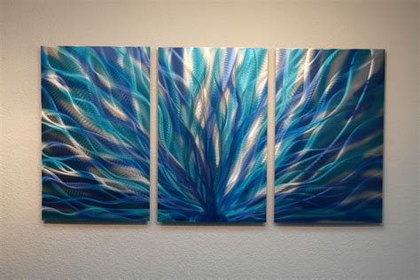 Radiance Blue Metal Wall Art Abstract Contemporary Modern