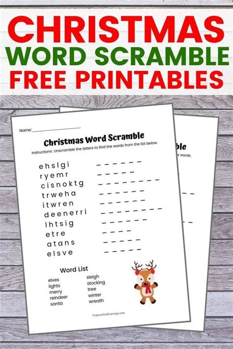 Christmas Word Scramble Printable Printable Word Searches