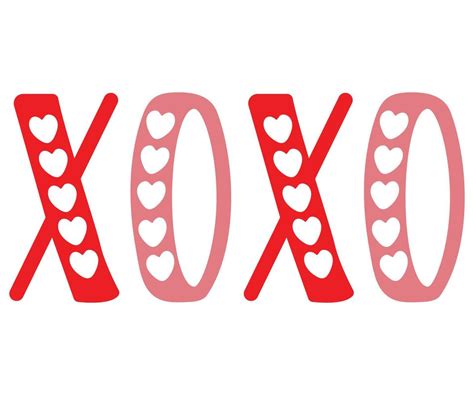xoxo hugs and kisses brush lettering and heart on a white background vector illustration