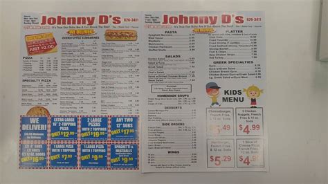 Menu At Johnny Ds Pizza And Subs Pizzeria Clarksburg