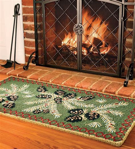 Fire Resistant Pine Cone Fireplace Hearth Rug 100 Hooked Wool With
