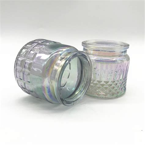 Iridescent Candle Jars Are Used For Decoration Small Candle Jars High Quality Glass Candle Jar