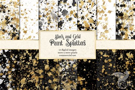 Black And Gold Paint Splatters Graphic By Digital Curio · Creative Fabrica