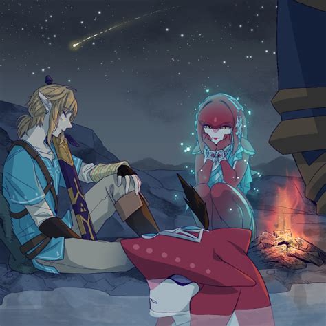 Link Sidon And Mipha Watching Her Boys Legend Of Zelda Breath Of