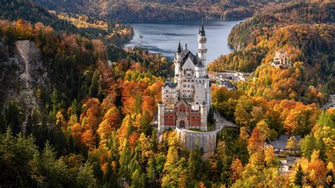 Bavaria Castle Covered By Forest Germany Lake Neuschwanstein 4k 5k Hd