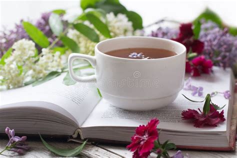 Cup Of Tea On Book Stock Photo Image Of Table Rest 118026520