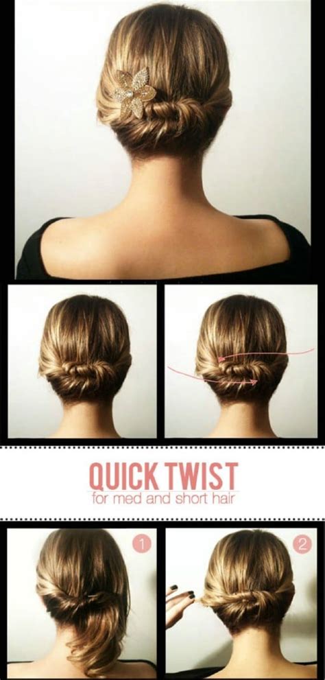 Just comb your hair back and tuck it into a knot, and you're all set. 20 Gorgeous 5-Minute Hairstyles to Save You some Snooze ...