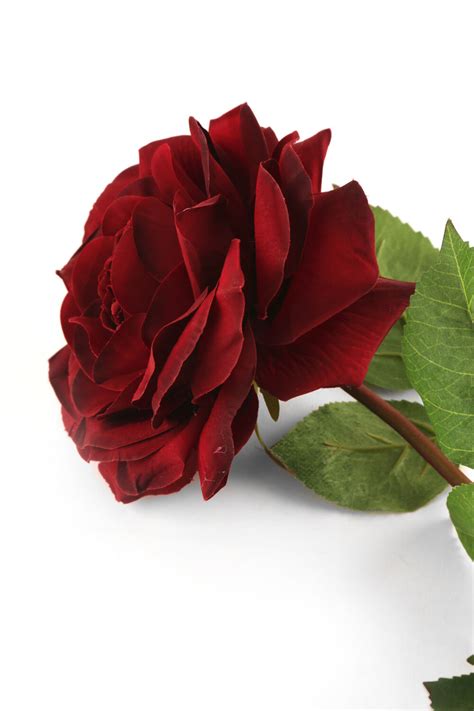 Artificial 92cm Single Stem Fully Open Burgundy Rose Artplants