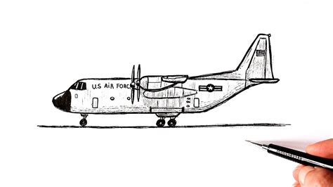 How To Draw A Military Transport Aircraft Military Drawing Youtube