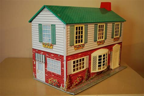 metal two story dollhouse by wolverine 1960s tin litho with furniture 119 99 via etsy tin