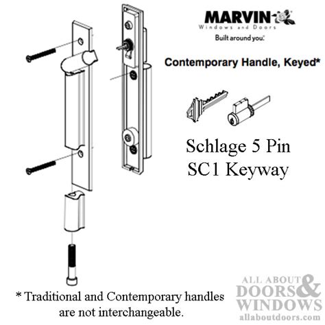 Marvin Contemporary Keyed Handle Ultimate Sliding French Door Matte