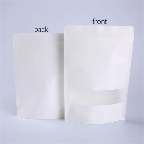 White Kraft Stand Up Pouch With Window Packagingbest