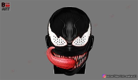 Download Stl File Venom Half Mask Marvel Cosplay Halloween Mask 3d
