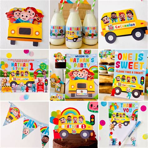 Cocomelon Wheels On The Bus Birthday Party Printables Baby Boy Birthday