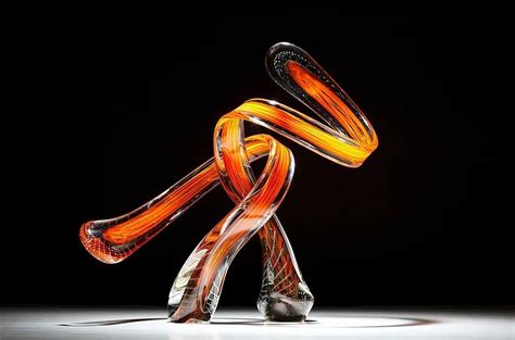 Orange Painters Embrace Glass Sculpture Infinity Art Glass Art