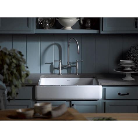 Moreover, due to the apron front, you can install this type of sink on any counter. KOHLER Whitehaven Farmhouse Apron Front Self-Trimming Cast ...